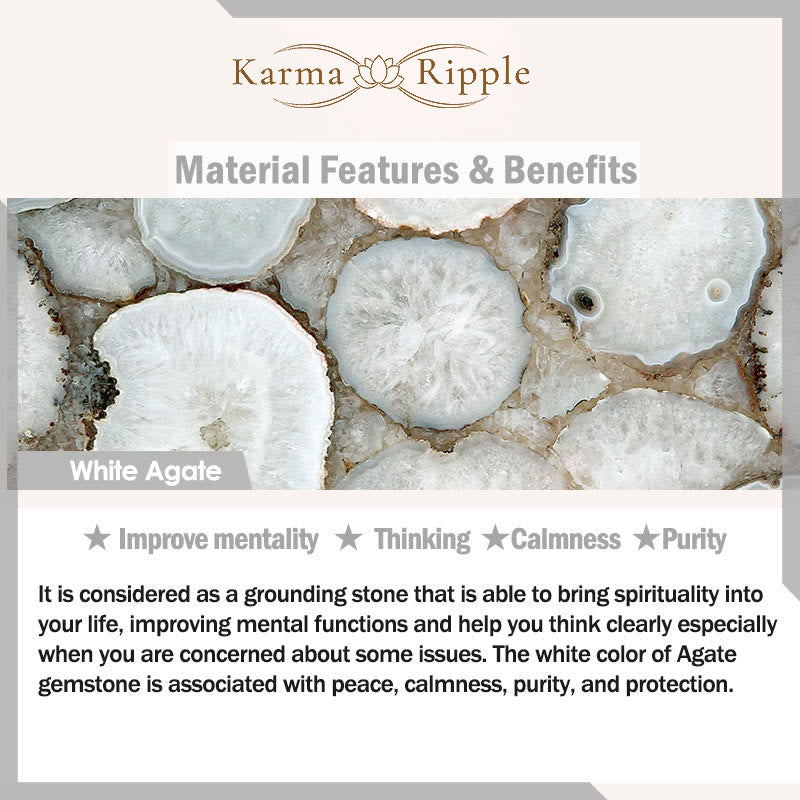 KarmaRipple's Ivory Agate Jade Lotus Protection Bracelet p11