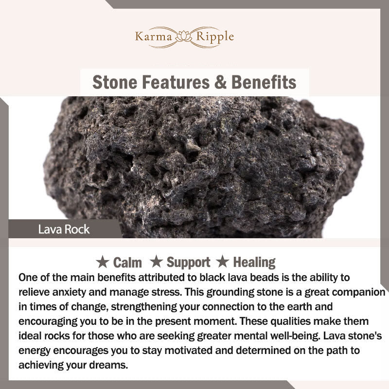 KarmaRipple's Black Obsidian Lava Rock Stone Yin Yang Strength Bracelet p14
