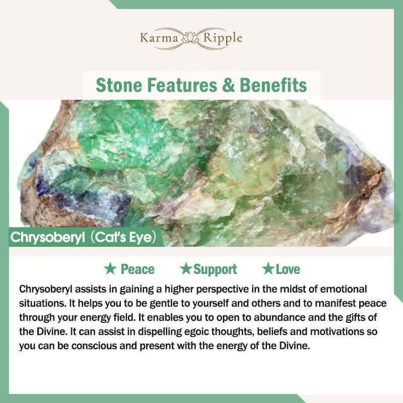 KarmaRipple's Cat's Eye Gemstone Fortunate Four Leaf Clover Talisman Love Bracelet p7