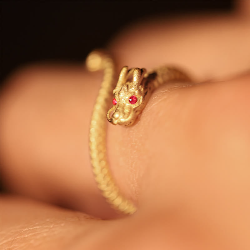 KarmaRipple's 925 Sterling Silver Vintage Year of the Dragon Fortune Protection Strength Adjustable Ring p11