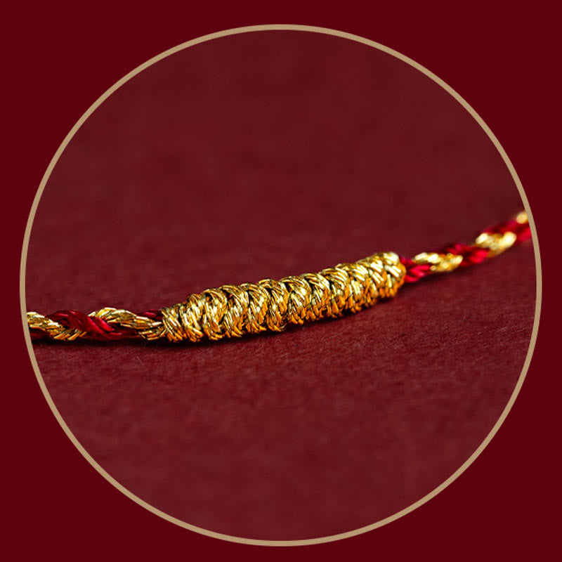 KarmaRipple's 14K Gold Plated Handmade Red Gold Rope King Kong Weave Woven Fortune Bracelet p10