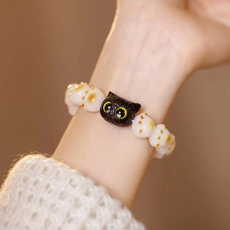 KarmaRipple's Authentic Bodhi Seed Red Sandalwood Lovely Paw Fortunate Cat Peace Bracelet p7