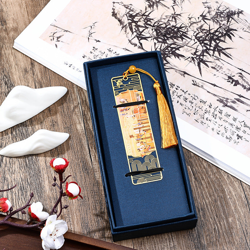 KarmaRipple's A Panorama of Rivers and Mountains Metal Hollow Bookmarks Tassel With Gift Box p18