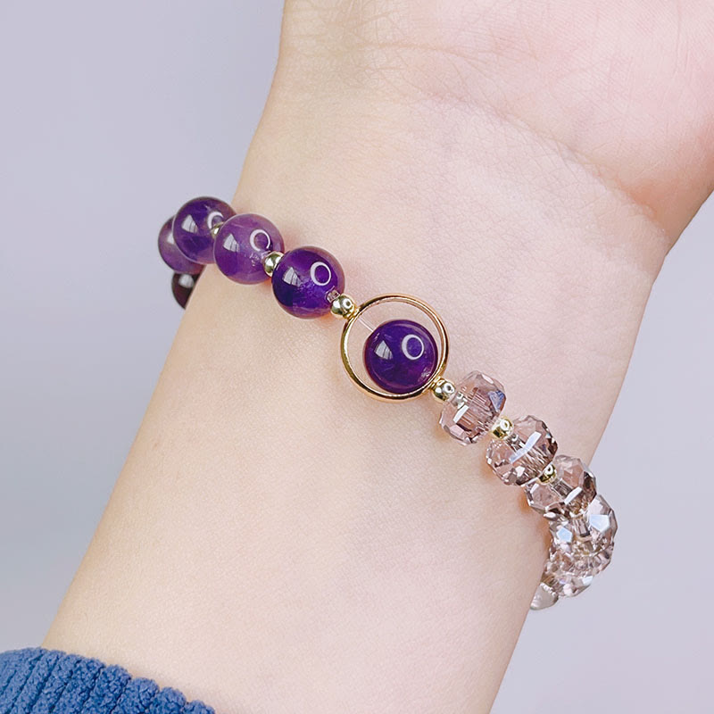 KarmaRipple's Amethyst Gemstone Four Leaf Clover Balancing Talisman Bracelet p5