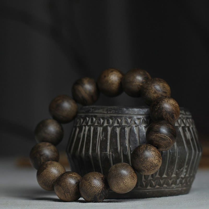KarmaRipple's Nine Points Sinking Water Vietnam Hoi An Agarwood Peace Strength Bracelet p13