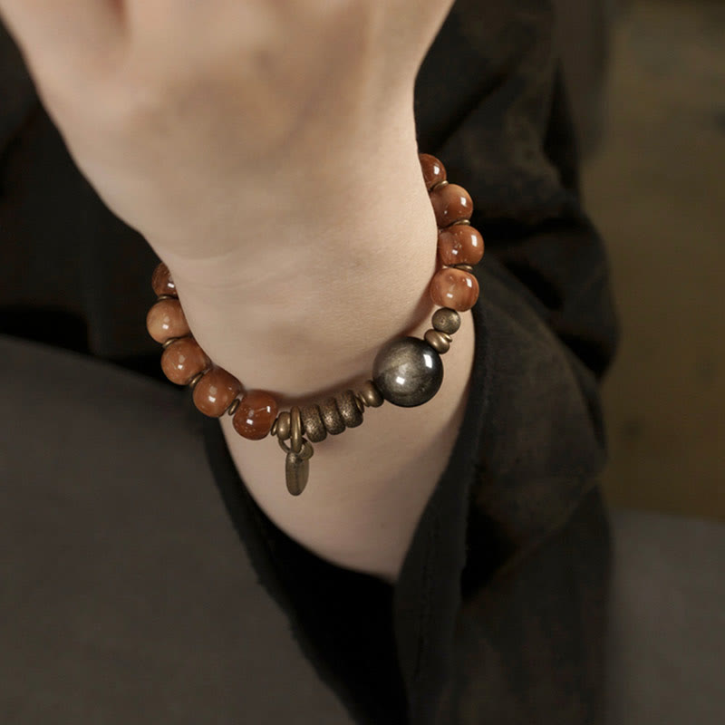 KarmaRipple's Kuka Seed Tiger Eye Gold Sheen Obsidian Bronze Wealth Fortune Bracelet p13