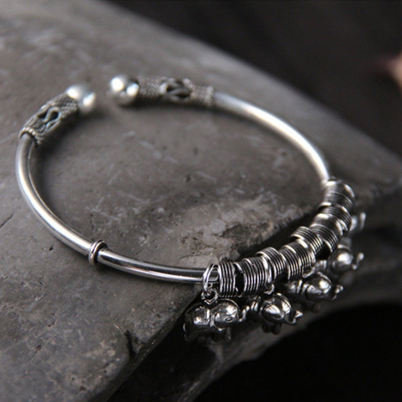 KarmaRipple's 925 Sterling Silver Elephant Strength Bracelet Bangle p3