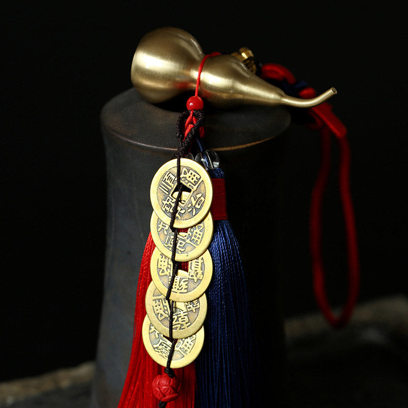 KarmaRipple's Feng Shui Wu Lou Gourd Ancient Chinese Coins Wealth Car Hanging Decoration p1