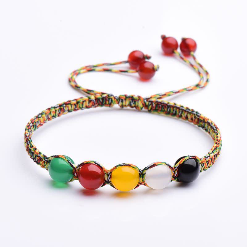 KarmaRipple's Colorful Agate Metal Wood Water Fire Earth Five Elements String Bracelet p10