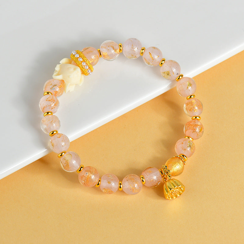 KarmaRipple's Tibetan Incense Ash Liuli Glass Bead Fortunate Nine Tailed Fox Lotus Talisman Bracelet p1