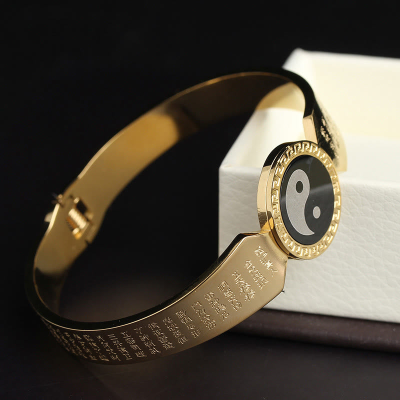 KarmaRipple's Yin Yang Lotus Om Mani Padme Hum Mantra Titanium Steel Balance Bracelet Bangle p5