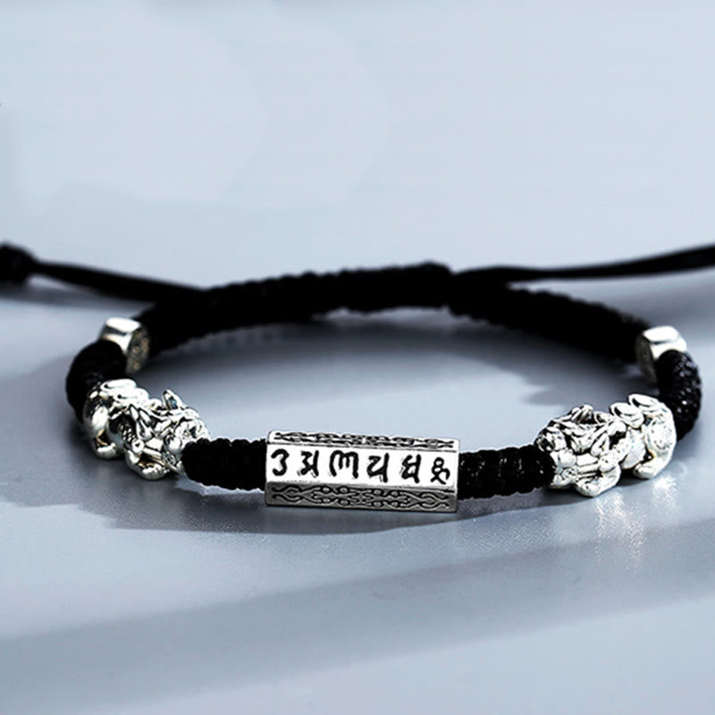 KarmaRipple's Double PiXiu Feng Shui Bronze Coin Om Mani Padme Hum String Bracelet p11