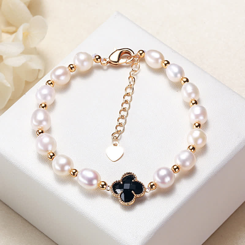 KarmaRipple's Pearl Four Leaf Clover Wealth Chain Bracelet p22