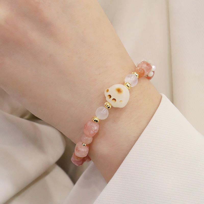 KarmaRipple's Green Agate Sun Stone Cat's Eye Bodhi Seed Cat Paw Support Bracelet p7