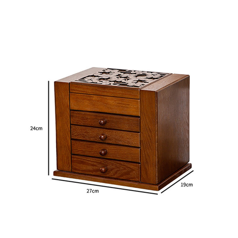 KarmaRipple's Vintage Large Capacity Wooden Jewelry Box Jewelry Storage Box With Mirror p22