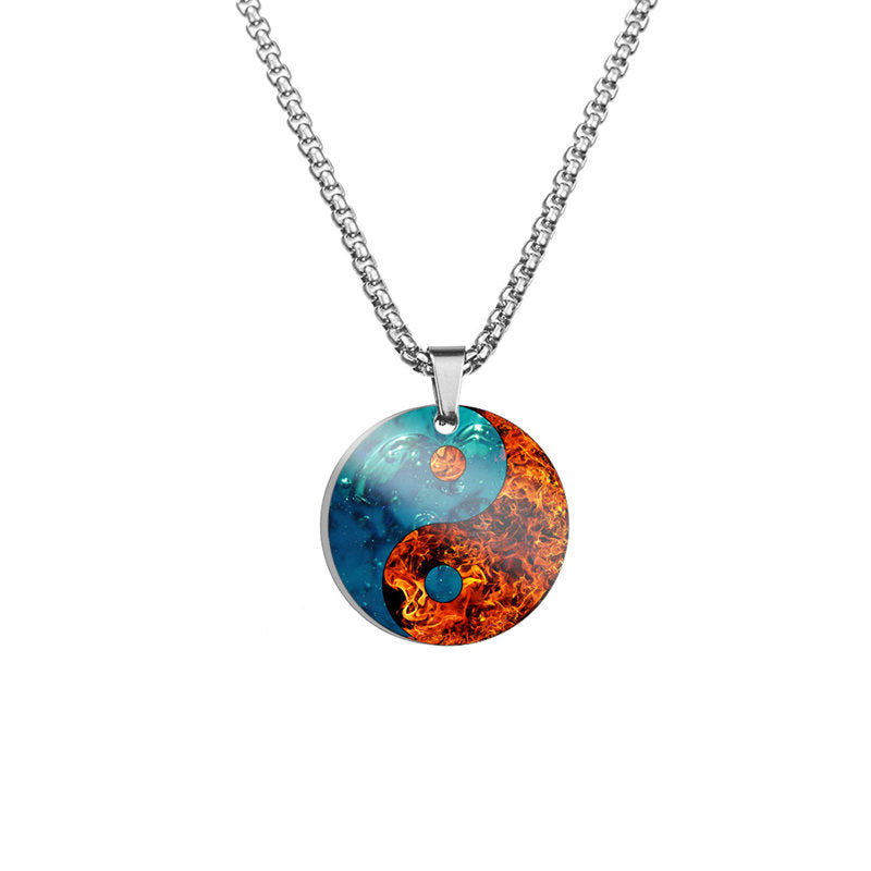 KarmaRipple's Yin Yang Koi Fish Dragon Titanium Steel Balance Pendant Necklace ( p27