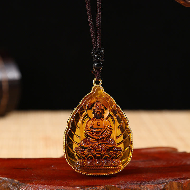 KarmaRipple's Tibetan Buddha Liuli Gemstone Serenity Pendant Necklace p2