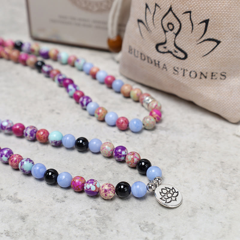 KarmaRipple's Authentic Purple Miano Real Stone Lotus Mala p8