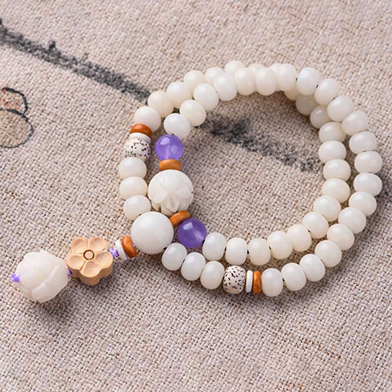KarmaRipple's Tibetan Ivory Jade Bodhi Lotus Blessing Bracelet p2