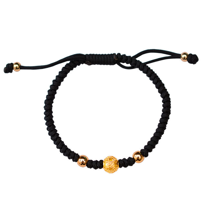 KarmaRipple's 999 Sterling Silver Om Mani Padme Hum Bronze Coin Fortune Strength String Pair Bracelet p7