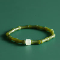 KarmaRipple's Green Bamboo Jade Pattern Fortune Abundance Bracelet