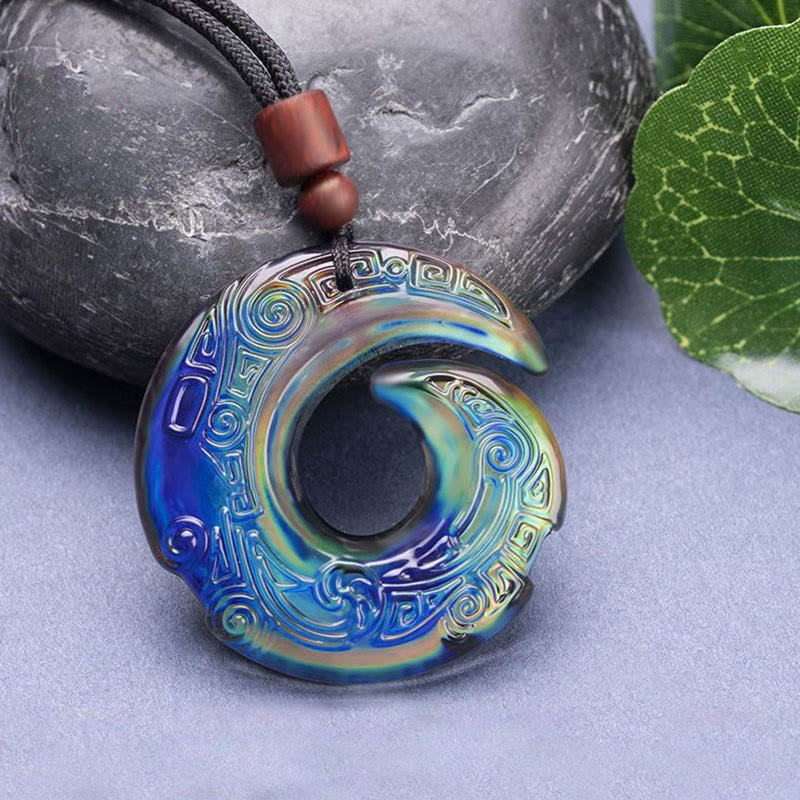 KarmaRipple's Color-Changing One's Fortune Improves Design Pattern Liuli Gemstone Pendant Necklace p12