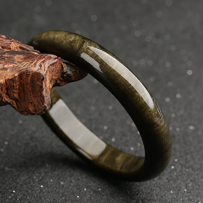 KarmaRipple's Gold Sheen Obsidian Silver Sheen Obsidian Protection Bracelet Bangle p5