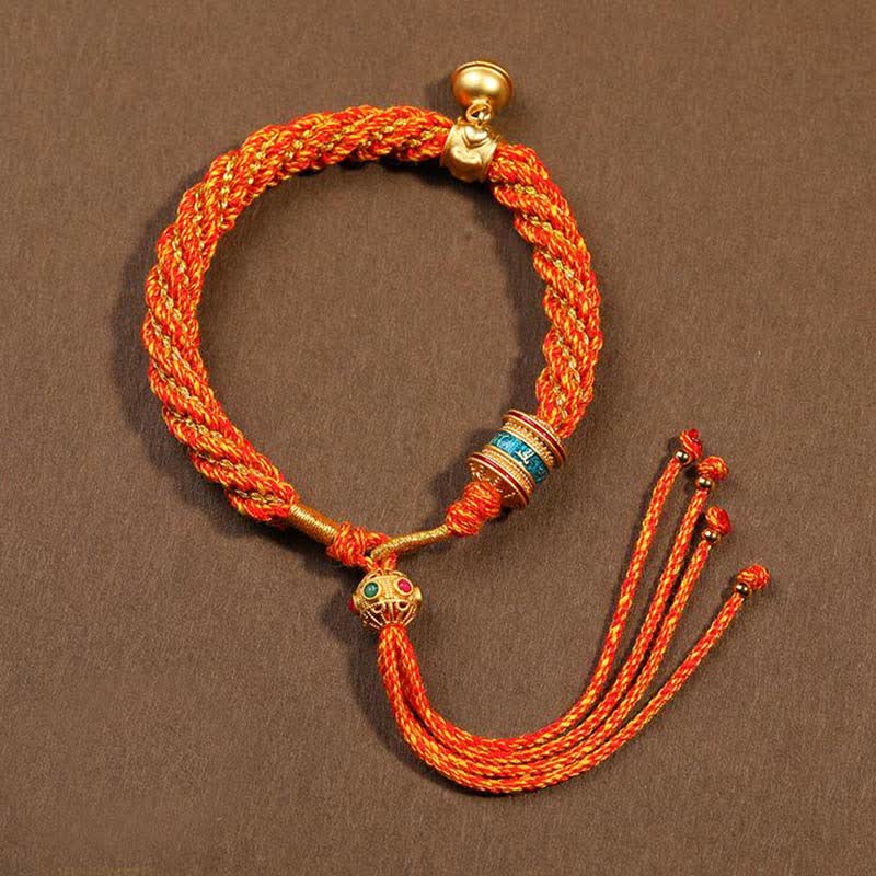 KarmaRipple's Tibetan Handmade Fortune Protection Thangka Prayer Wheel Bell Talisman Braid String Bracelet p21