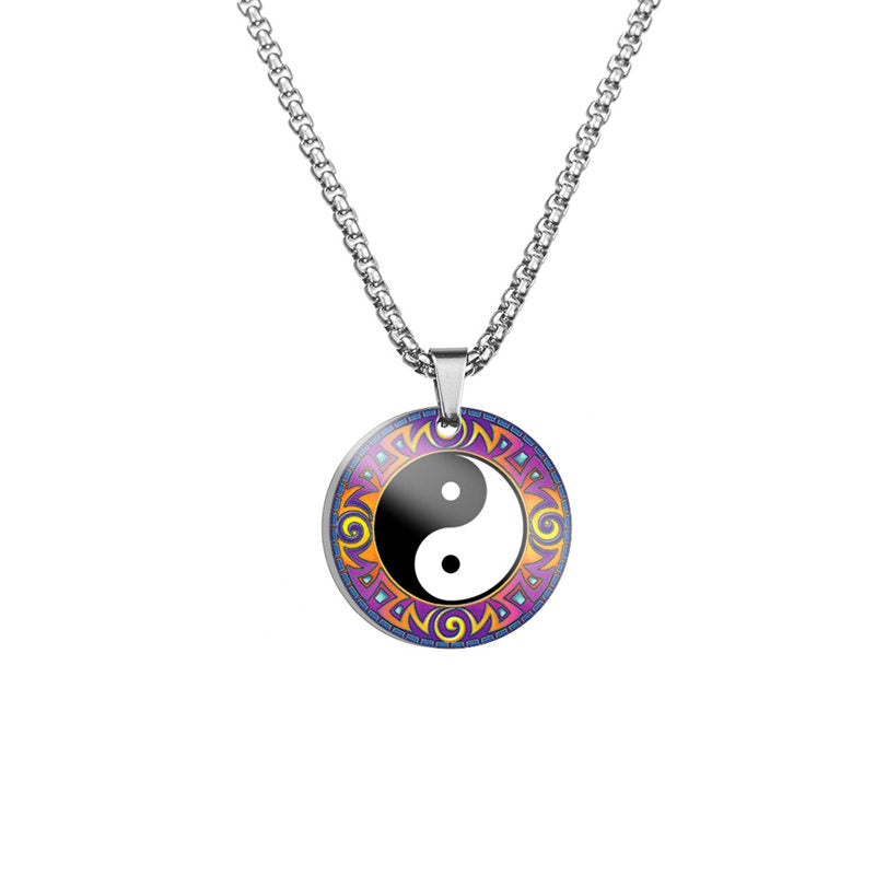 KarmaRipple's Yin Yang Koi Fish Dragon Titanium Steel Balance Pendant Necklace ( p10