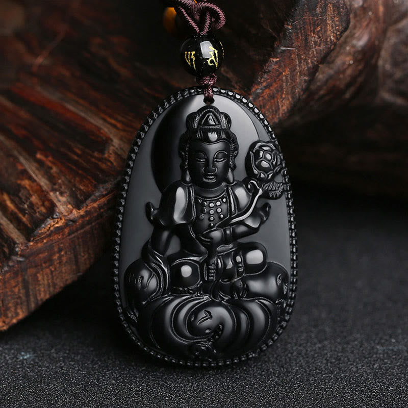 KarmaRipple's Chinese Zodiac Natal Buddha Authentic Black Obsidian Purification Pendant Necklace p31