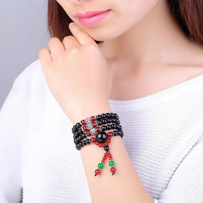 KarmaRipple's 108 Beadwork Authentic Black Obsidian Tiger Eye Mala Bracelet p17