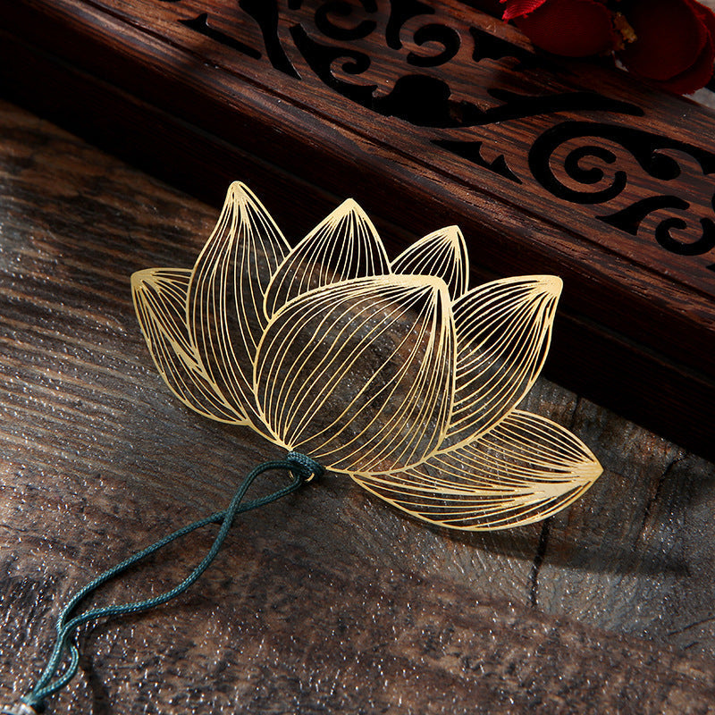 KarmaRipple's Lotus Flower New Beginning Metal Brass Hollow Bookmark p3