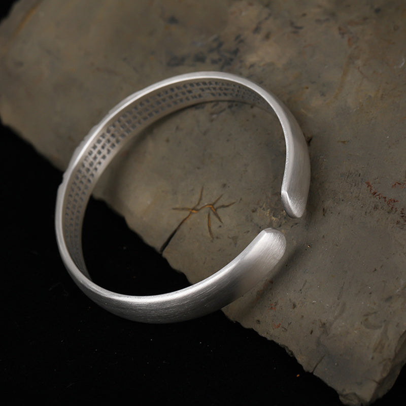 KarmaRipple's 999 Sterling Silver Buddha Head Heart Sutra Serenity Bracelet Bangle p10