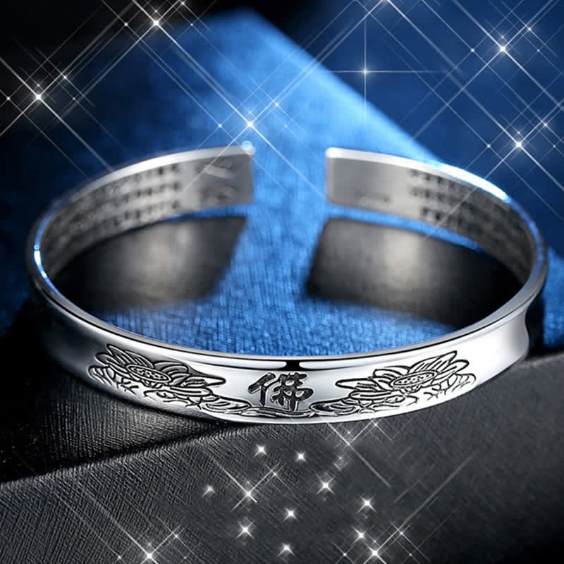 KarmaRipple's Heart Sutra Mantra Lotus Peace Bronze Cuff Bracelet Bangle p6