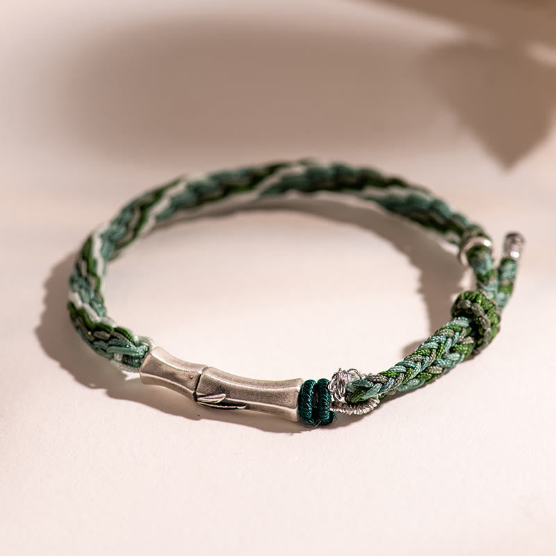 KarmaRipple's 925 Sterling Silver Bamboo Reincarnation Weave Fortune Protection String Bracelet p13