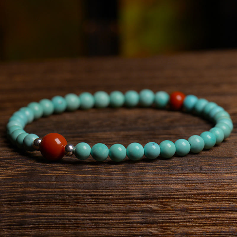 KarmaRipple's Turquoise Red Agate Bead Protection Bracelet p5