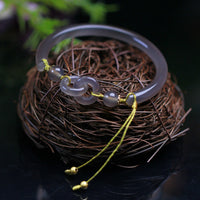 KarmaRipple's Authentic Gray Agate Double Peace Buckle Balance Bracelet Bangle