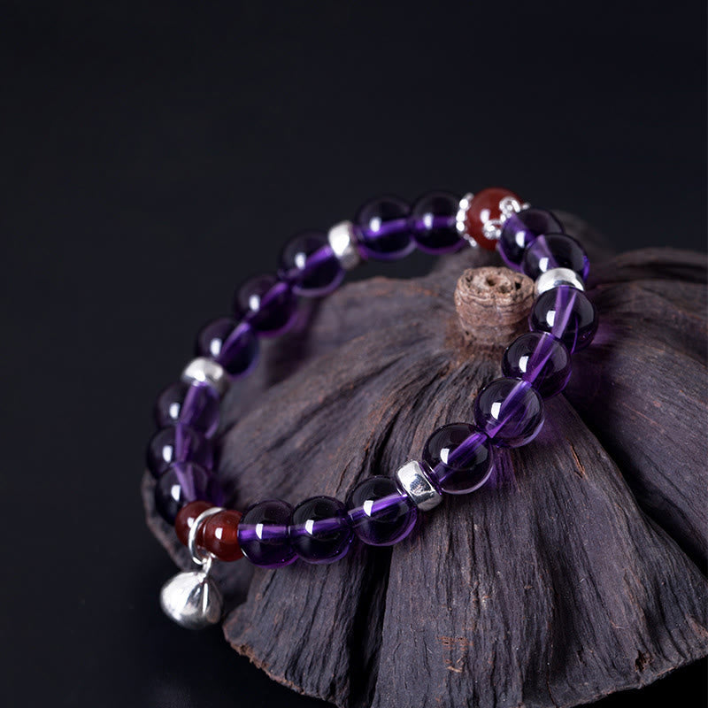 KarmaRipple's 925 Sterling Silver Authentic Amethyst Red Agate Lotus Positive Bracelet p4