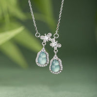 KarmaRipple's 925 Sterling Silver Green Jade Double Gourd Butterfly Fortune Pendant Necklace