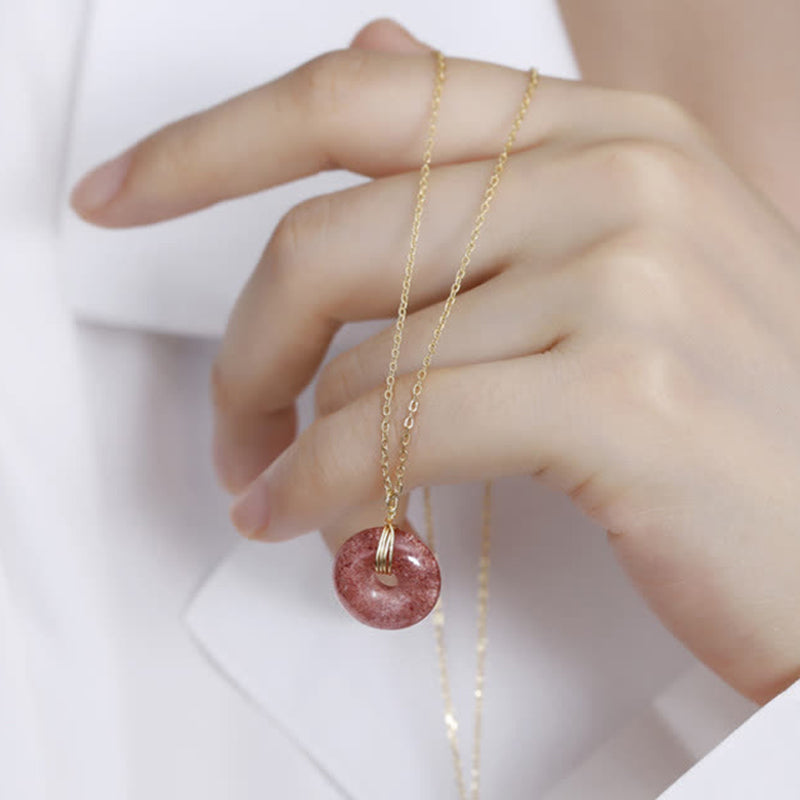 KarmaRipple's 925 Sterling Silver Strawberry Quartz Balancing Positive Pendant p8