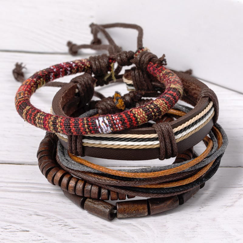 KarmaRipple's Wrap Hemp Cords Wood Beadwork Leather Bracelet p5