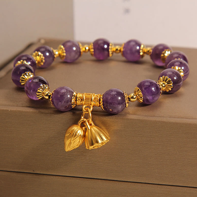 KarmaRipple's Authentic Amethyst Lotus Balancing Spiritual Bracelet p6