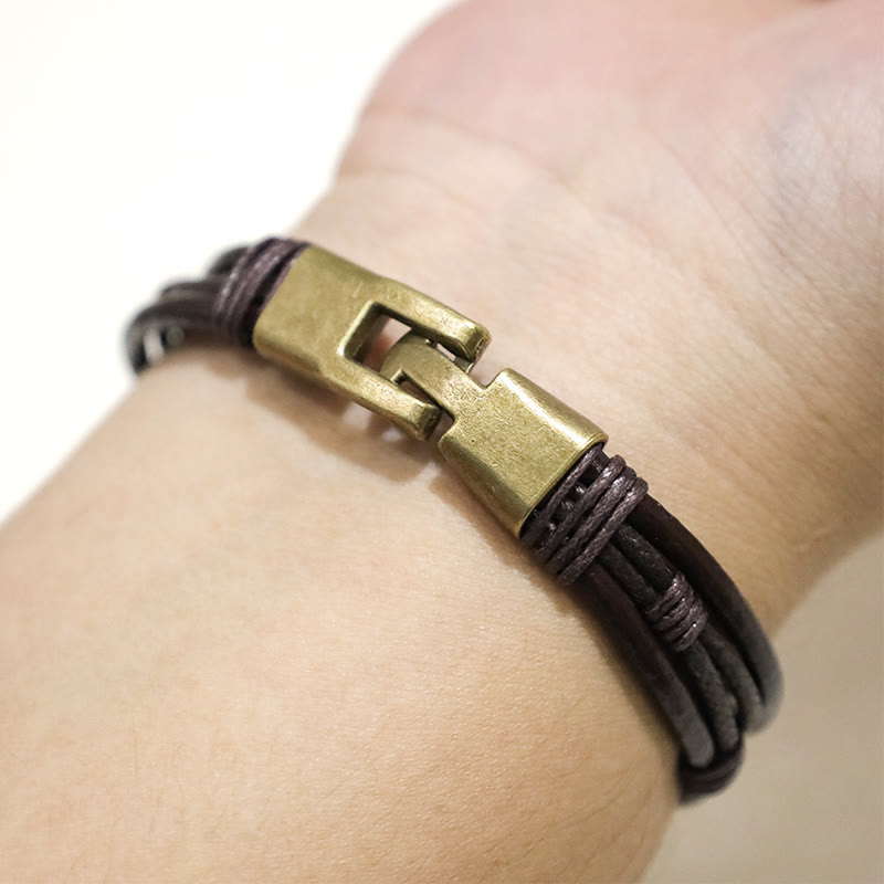 KarmaRipple's Vintage Leather Wrist Band Brown Rope Layered Bracelet Bangle p9