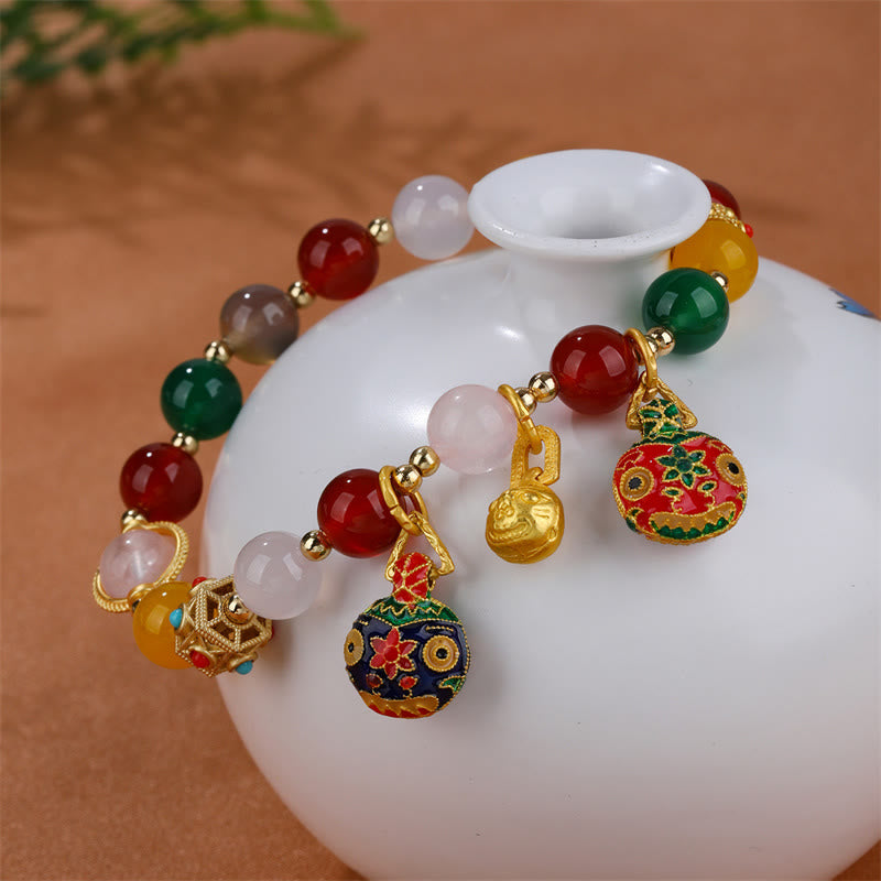 KarmaRipple's Gold Swallowing Beast Family Various Agate Gemstone Success Bracelet p3