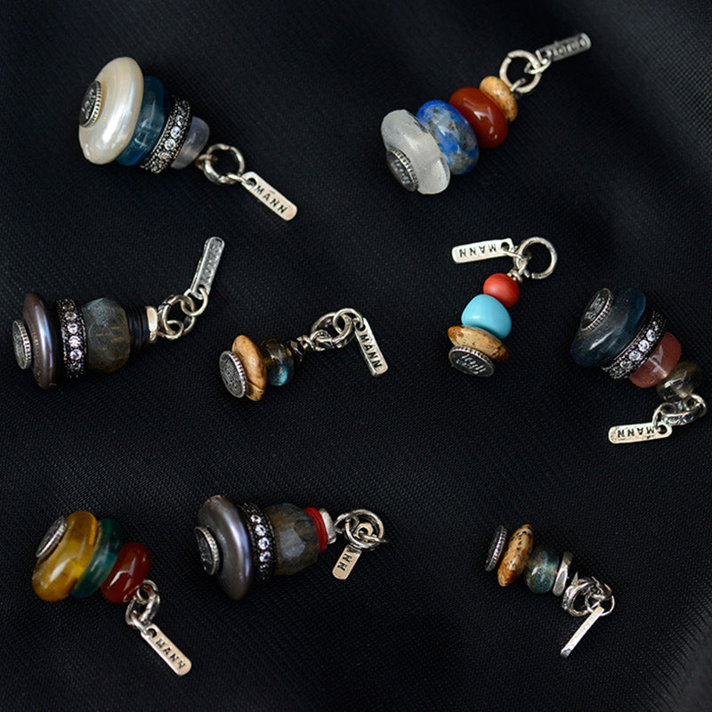 KarmaRipple's Zen Cairn Labradorite Various Crystals Calm Necklace Pendant p23