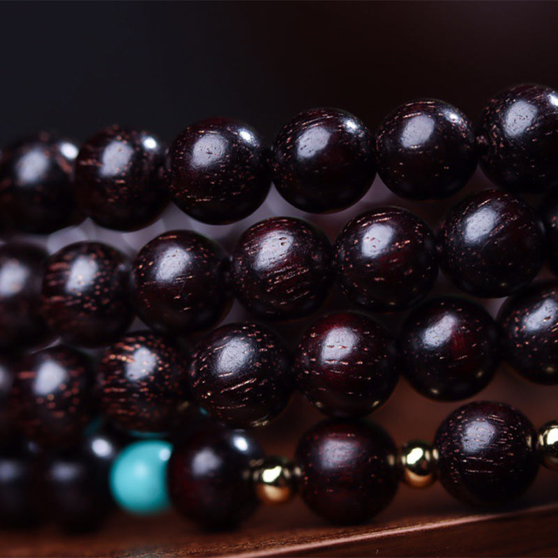 KarmaRipple's 108 Mala Beadwork Tibetan Small Leaf Red Sandalwood Lotus Balance Bracelet p8