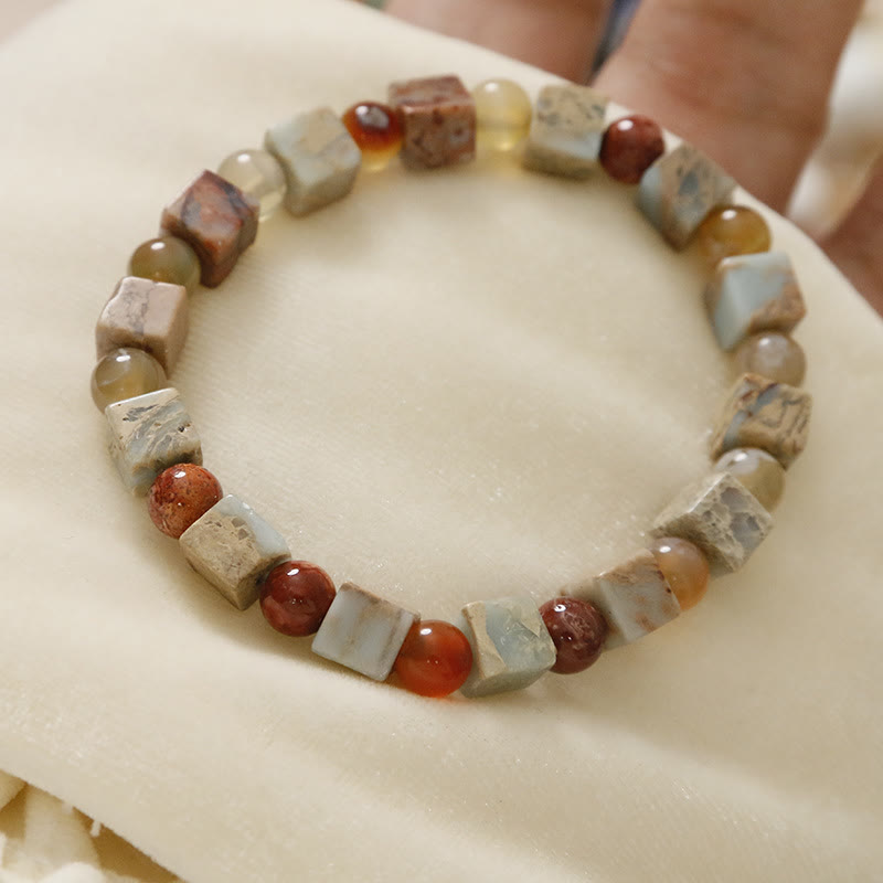 KarmaRipple's Authentic Stone Sea Sediment Jasper Agate Protection Bracelet p13