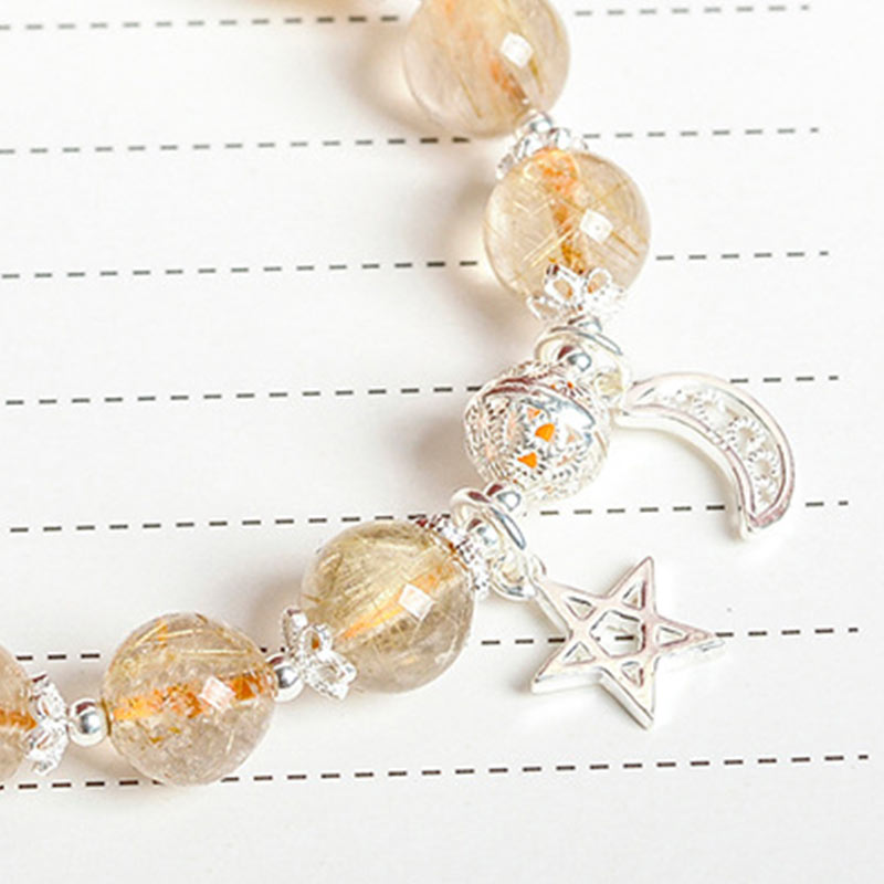 KarmaRipple's 925 Sterling Silver Authentic Citrine Happiness Moon Star Talisman Bracelet p9