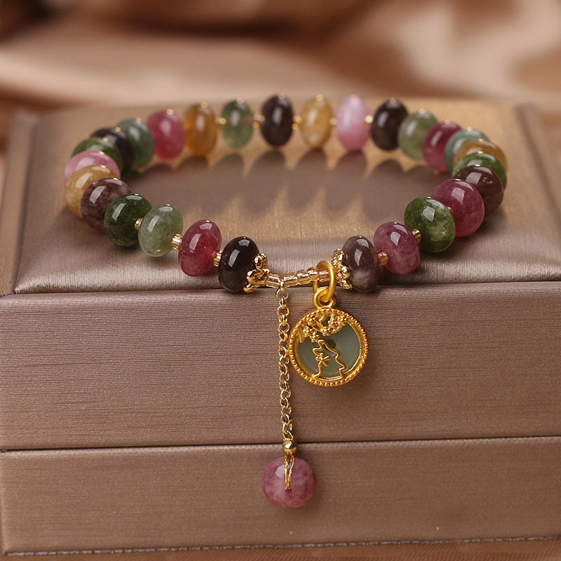 KarmaRipple's Colorful Tourmaline Cute Flower Rabbit Talisman Love Bracelet p9