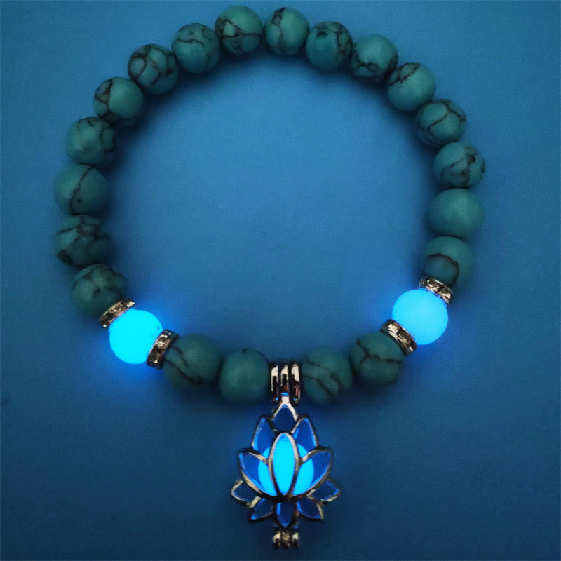 KarmaRipple's Tibetan Turquoise Glowstone Luminous Bead Lotus Protection Bracelet p6